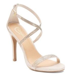 Womens Suede Pumps Candies Nude Rhinestone 10 Open High Heels Ankle Strap Padded